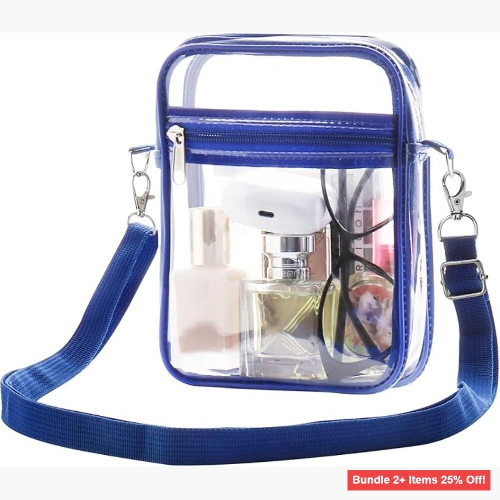 Clear Crossbody Bag Stadium Approved PVC Waterproof Adjustable Strap
